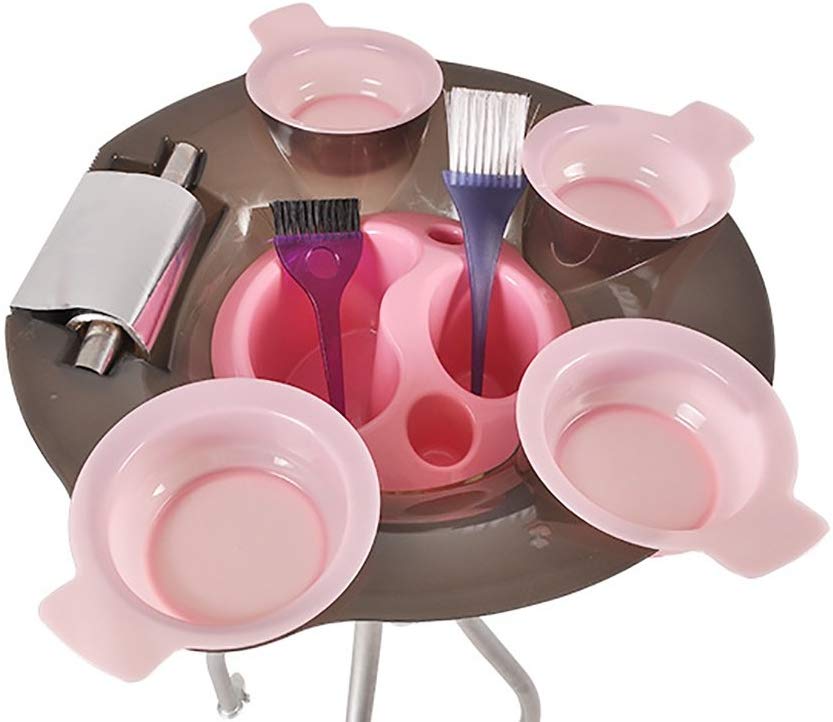 Peluquería carrito con bandeja portátil Utility Cart Spa de belleza cabello color tintes cuencos almacenamiento accesorio de pelo soporte 4 ruedas