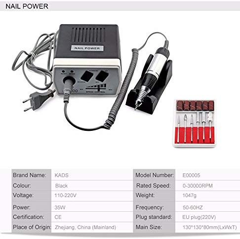 KADS 30000RPM Nail Drill Machine Electric Nail File Manicure Pedicure Drill Acrylic Nails Tools with Remove Hard Gel, Low Heat/Low Noise/Low Vibration