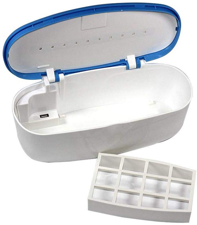 Eachbid Esterilizador de Desinfección Esterilizador de Uñas UV Herramientas de Arte de Uñas Esterilizador Caja de Almacenamiento Caja de Desinfección LED Portátil Azul