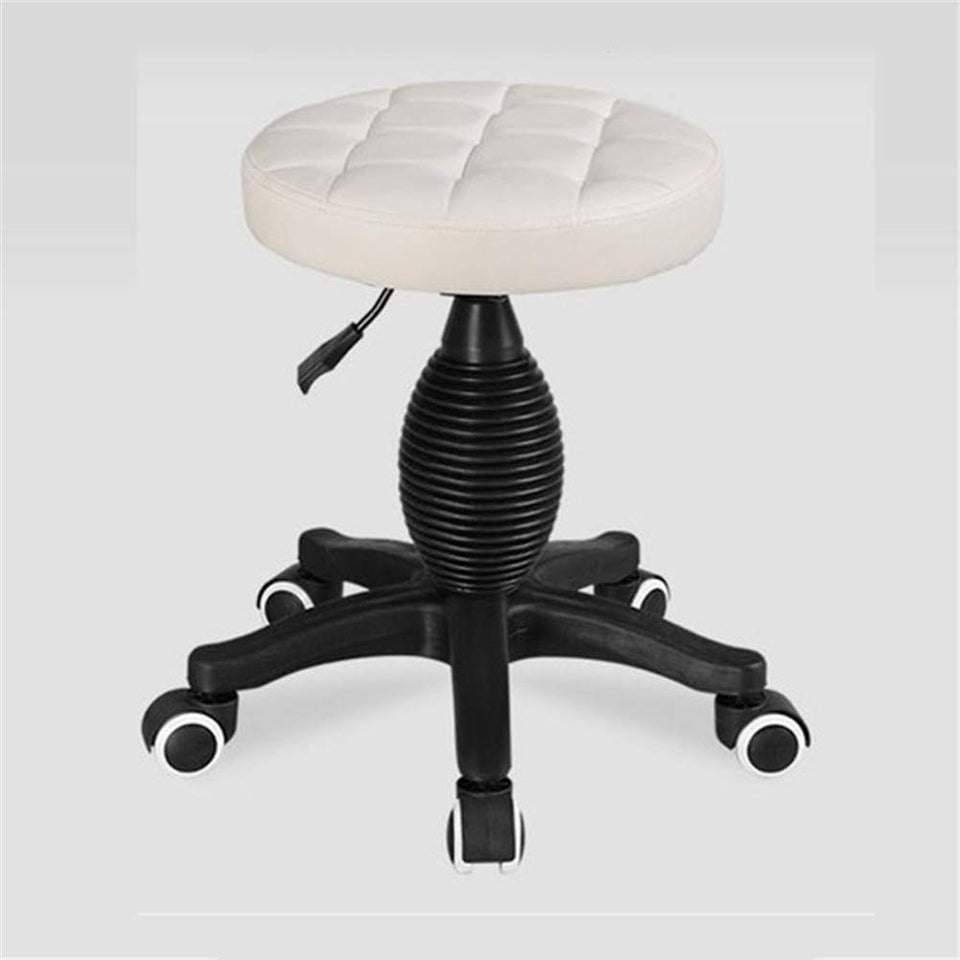 ZYFWBDZ Silla de salón Silla Redonda de Ajuste de elevación hidráulica de Cuero de PU Silla giratoria de barbero SPA Ajuste de Silla con Silla de Trabajo de Oficina con 5 Ruedas,White,B