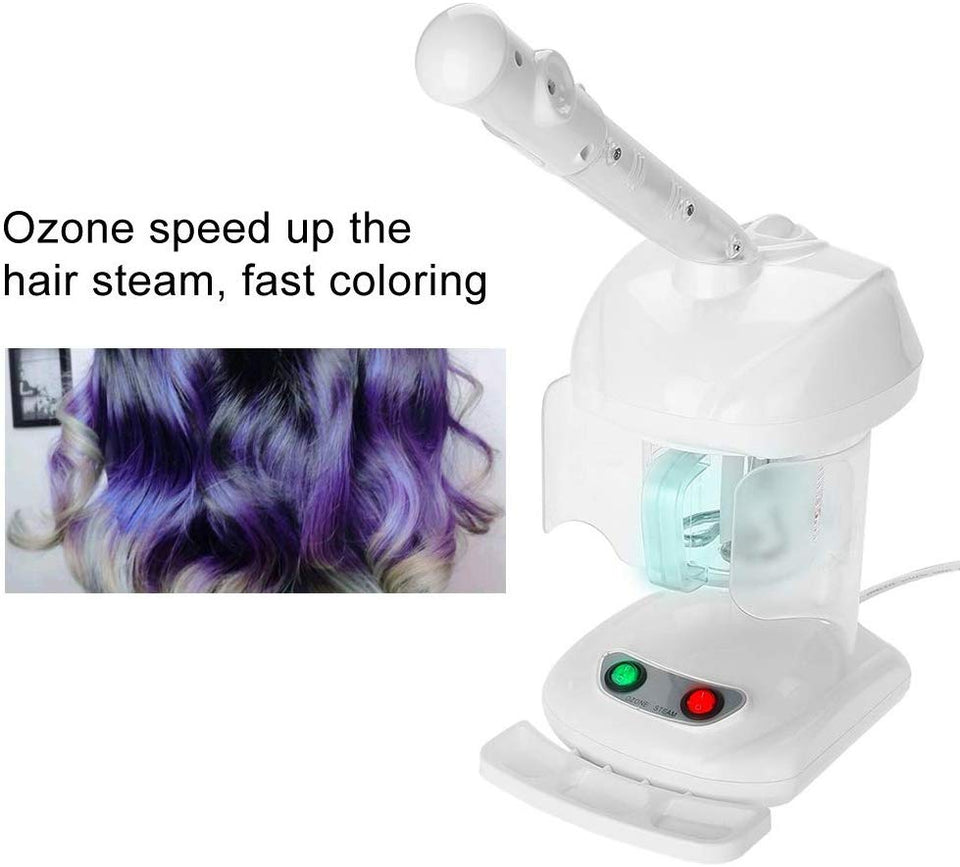 2 en 1 Secador Casco Vapor Facial Profesional para Salon Spa, Vapor Encapuchado con Soporte para Teñir Cabello y Acondicionamiento y Peluqueria y Cuidado de Piel (Azul)