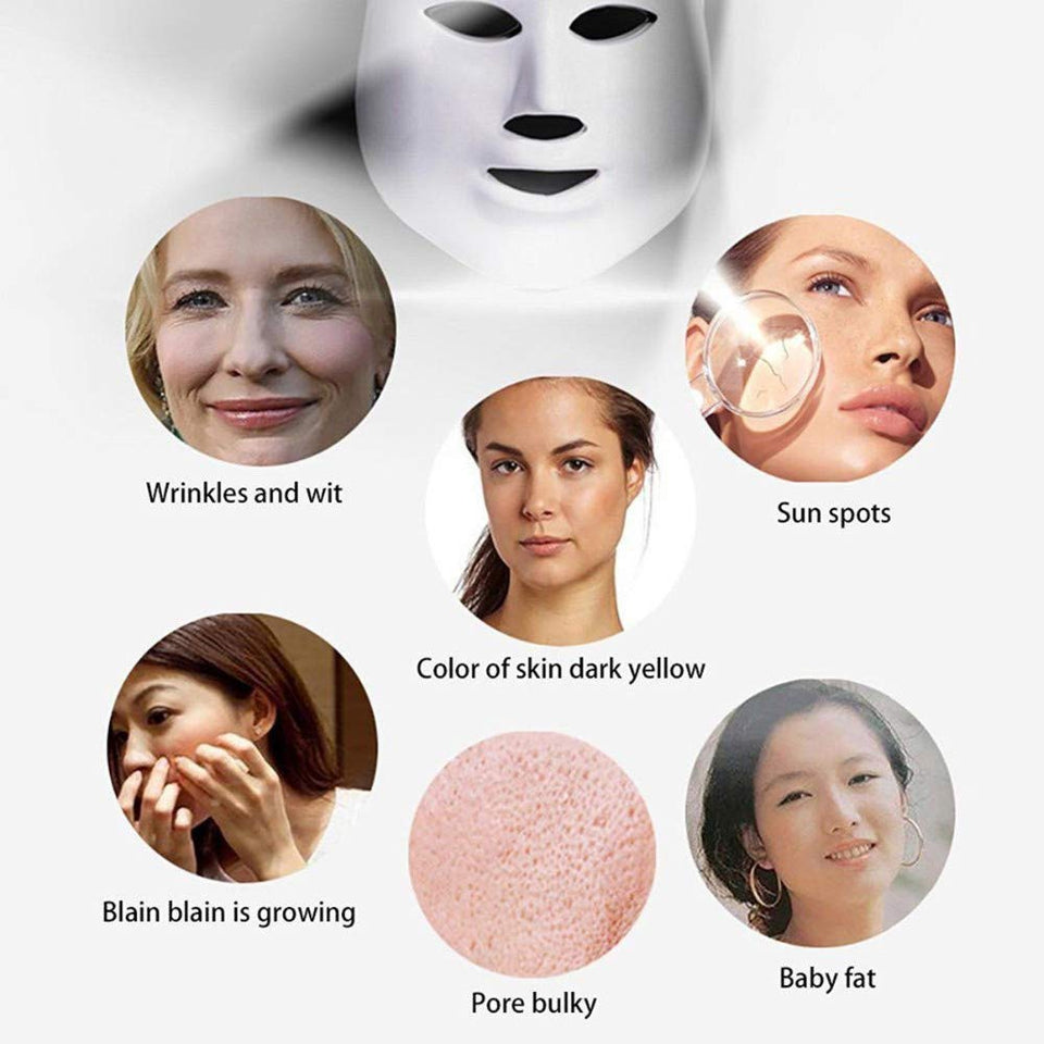 JWR 7 Colores Belleza Terapia fotón LED máscara Facial luz Cuidado de la Piel rejuvenecimiento Arrugas eliminación del acné Cara Belleza SPA Instrumento
