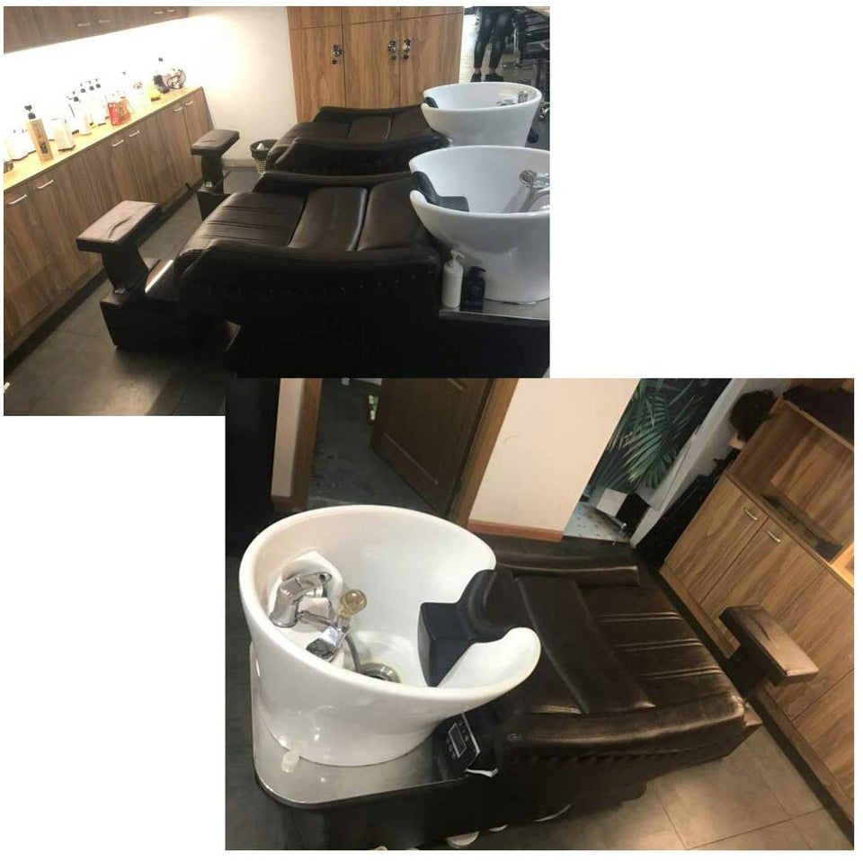 DNNAL Lavabos de peluquería, Unidad de Lavado a contracorriente de la Cama de champú Semi-Tumbona Lavabo para Lavabo de peluquería Bowl para el Equipo de SPA