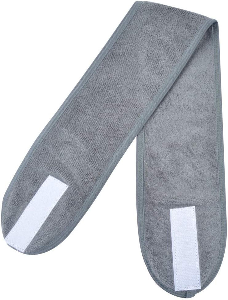 Sinland - Diadema de spa facial para lavado de maquillaje, cosméticos, ducha, suave, con diseño de velcro, paquete de 3, gris, 3pack