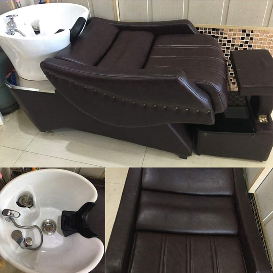 DNNAL Lavabos de peluquería, Unidad de Lavado a contracorriente de la Cama de champú Semi-Tumbona Lavabo para Lavabo de peluquería Bowl para el Equipo de SPA