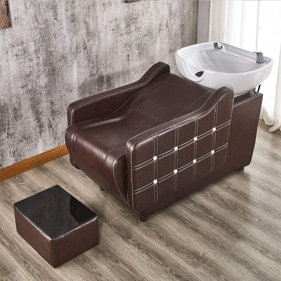 DNNAL Lavabos de peluquería Silla de champú, peluquería Dependencia de Lavado a contracorriente Lavabo de champú para peluquería Silla para salón de Belleza de SPA